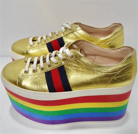 rainbow sneakers gucci|gucci peggy rainbow sneakers.